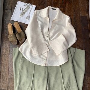 Mondo Khaki Wool Polyester Blend Dress Pants